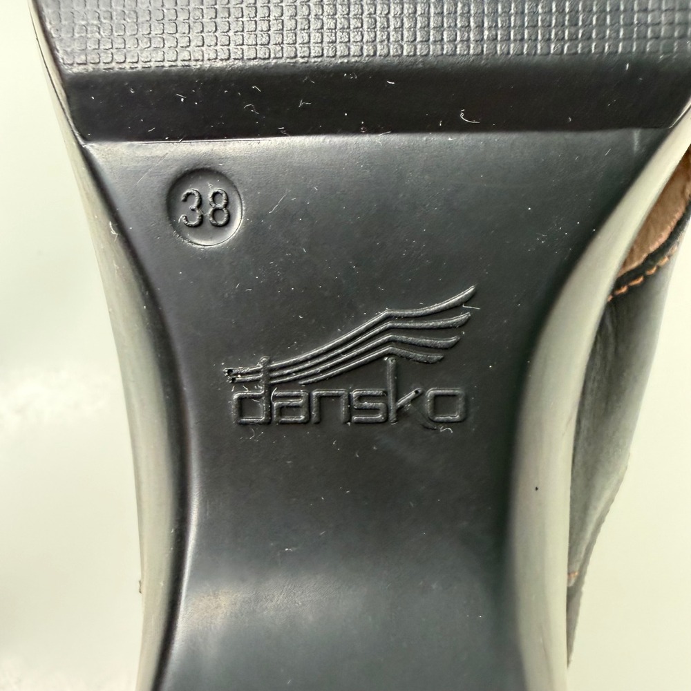 Dansko Jacinda Wedge Sandals Black Leather Cross Strap Comfort Boho 38EU/7.5-8US - Picture 8 of 11